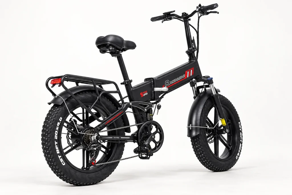 RANDRIDE YX20M folding electric bike, three-quarter view
